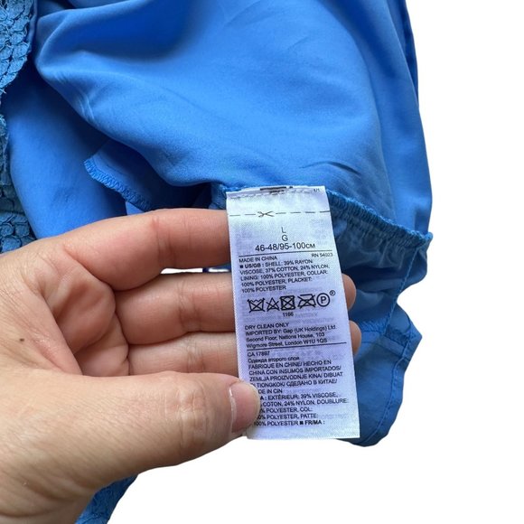 Banana Republic L Cornflower Blue Lace Flutter Sleeve Collared Polo Knee Length - Picture 13 of 14